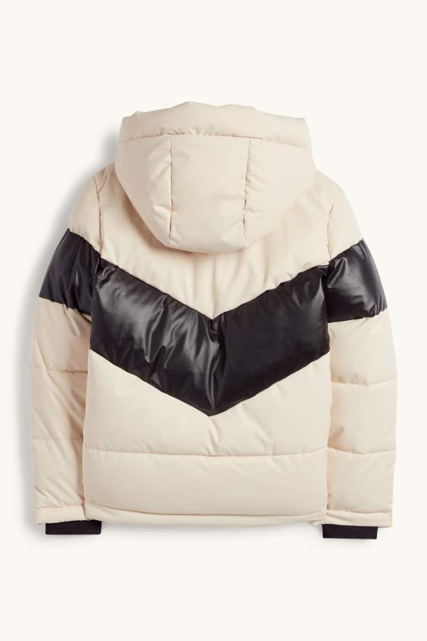 Nena - Jaqueta d’esquí amb caputxa - repel·lent a l’aigua - negre/beix