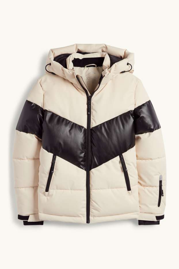 Nena - Jaqueta d’esquí amb caputxa - repel·lent a l’aigua - negre/beix