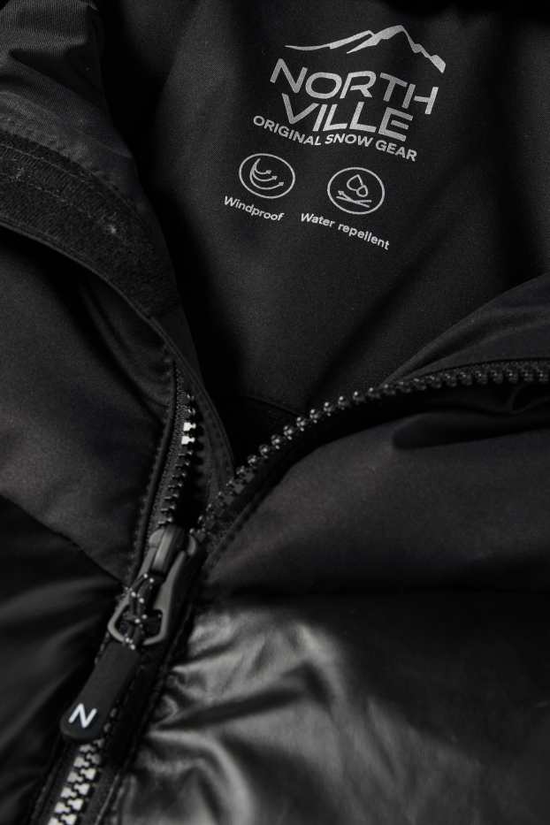 Enfants filles - Veste de ski à capuche - finition déperlante - noir