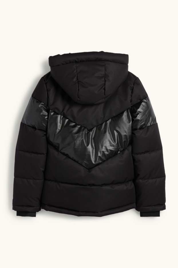 Enfants filles - Veste de ski à capuche - finition déperlante - noir