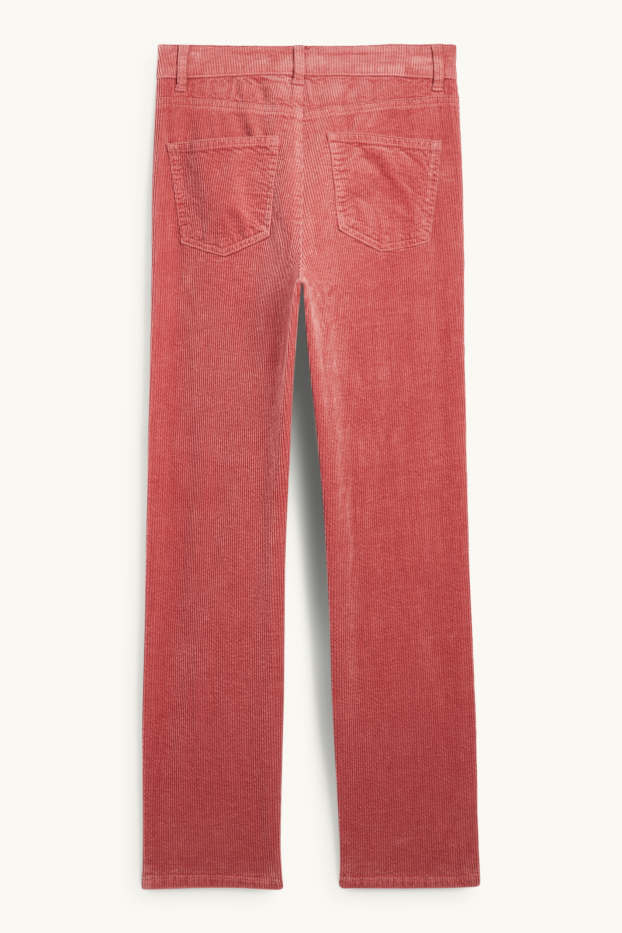 Women - Corduroy trousers - high waist - straight fit - LYCRA® - dark orange