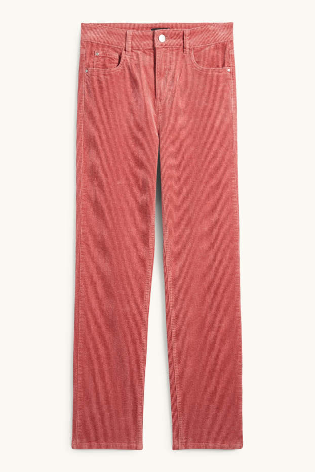 Women - Corduroy trousers - high waist - straight fit - LYCRA® - dark orange