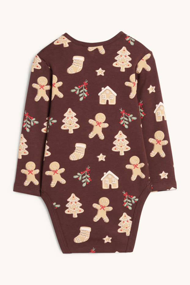 Baby Boys - Biscuit - Christmas baby bodysuit - dark brown