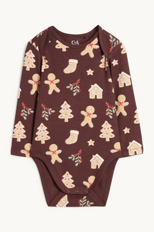 Baby Boys - Biscuit - Christmas baby bodysuit - dark brown
