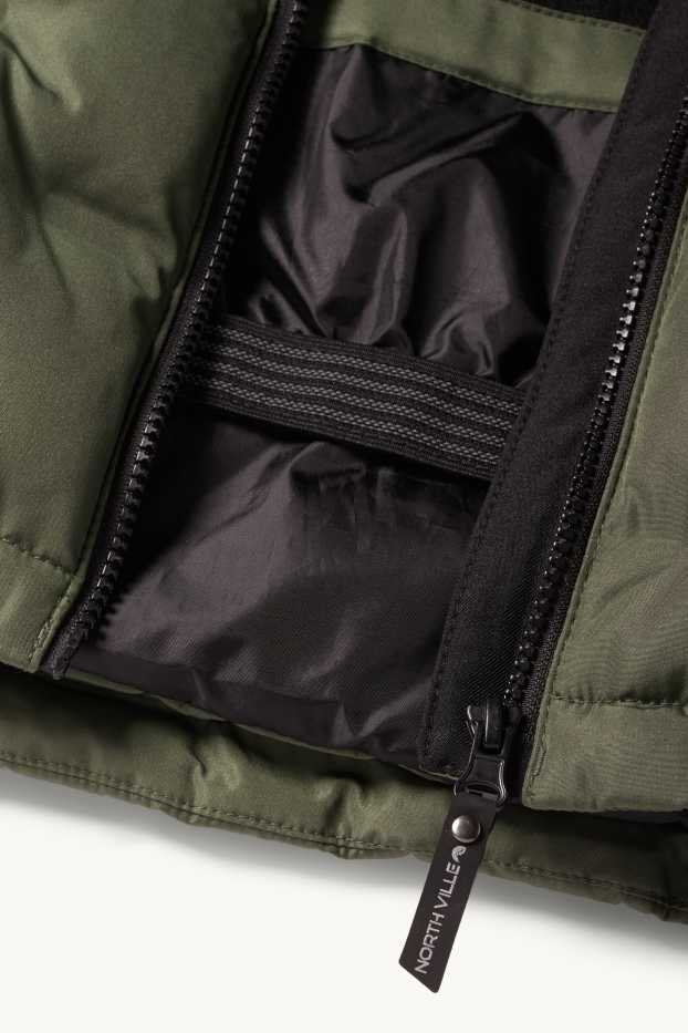 Children Boys - Ski jacket with hood - water-repellent - dark green