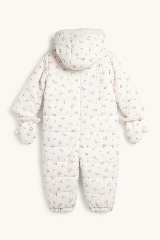 Baby Girls - Floral - baby snowsuit with hood - cremewhite