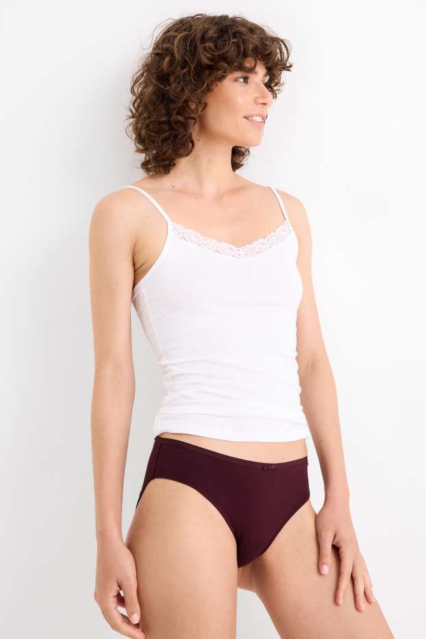 Dames - Set van 4 - slip - donkerrood