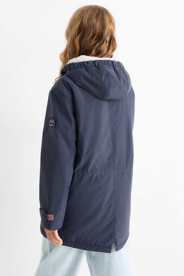 Enfants filles - Parka avec capuche - imperméable - bleu foncé