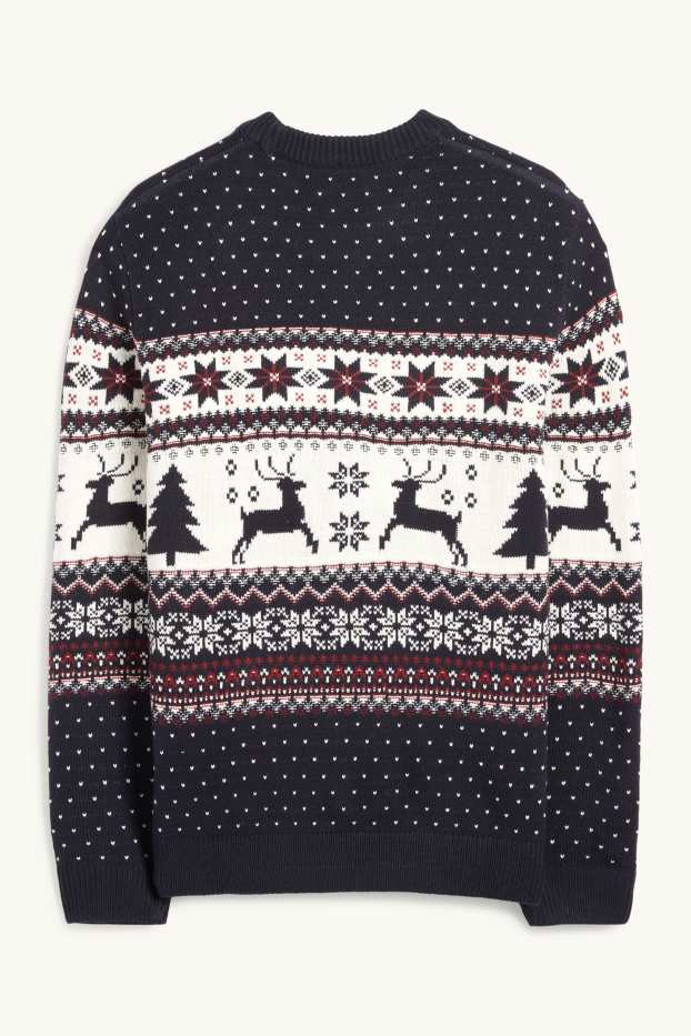Men - Christmas jumper - reindeer - dark blue