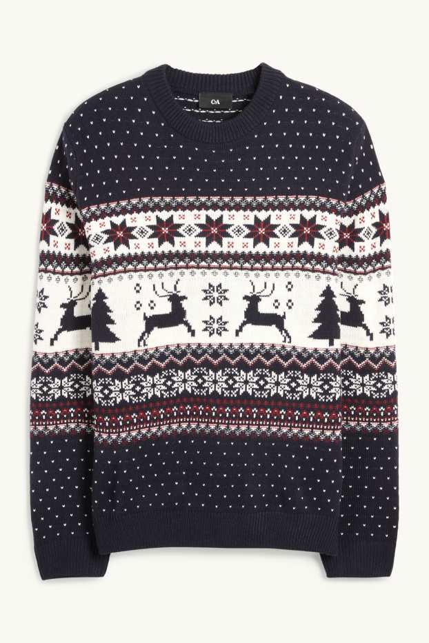 Men - Christmas jumper - reindeer - dark blue