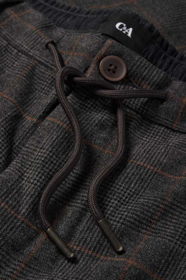 Men - Chinos - tapered fit - check - dark gray