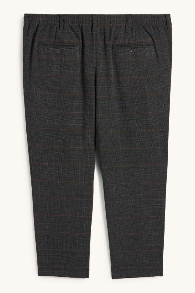 Men - Chinos - tapered fit - check - dark gray