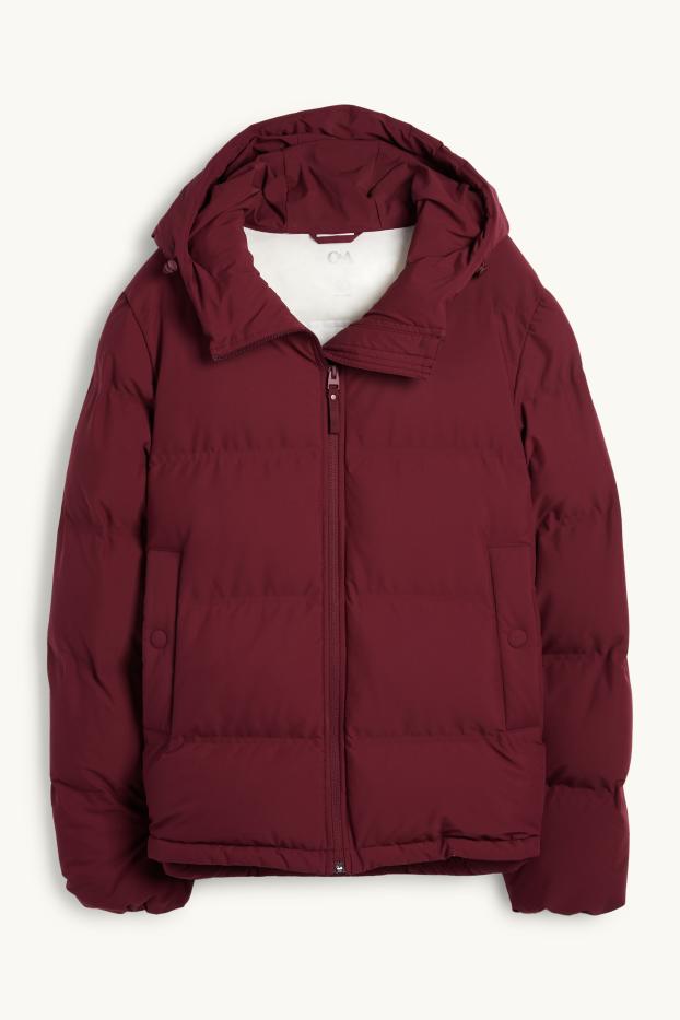 Femmes - Doudoune à capuche - finition déperlante - rouge foncé