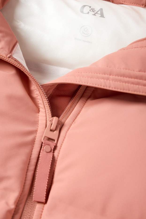 Dames - Jas met stiksels met capuchon - waterafstotend - roze