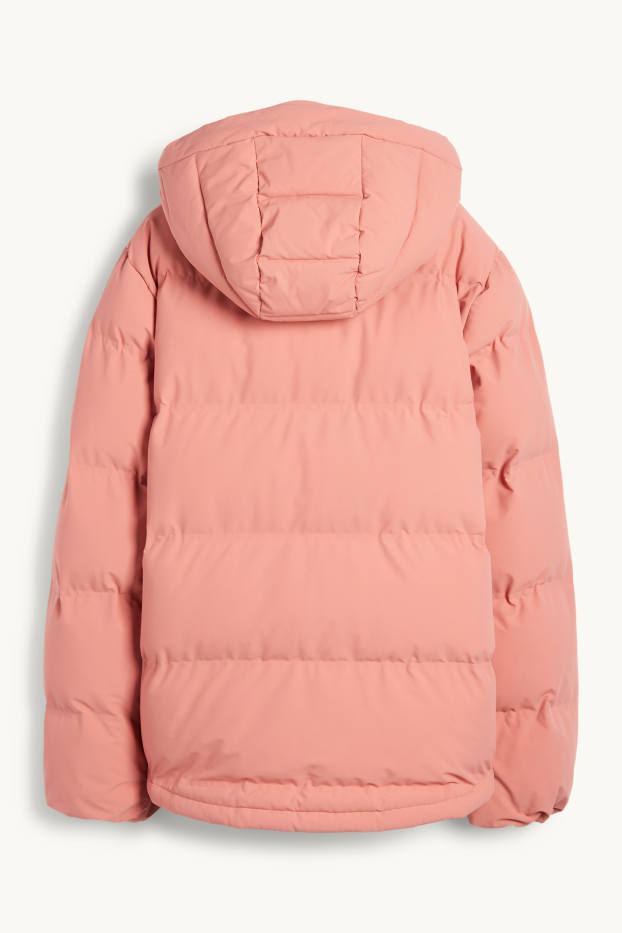 Dames - Jas met stiksels met capuchon - waterafstotend - roze