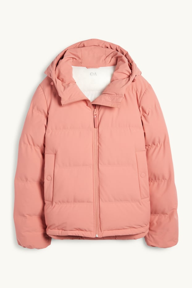 Dames - Jas met stiksels met capuchon - waterafstotend - roze