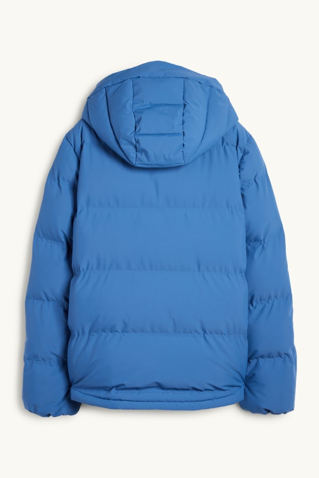 Dames - Jas met stiksels met capuchon - waterafstotend - blauw