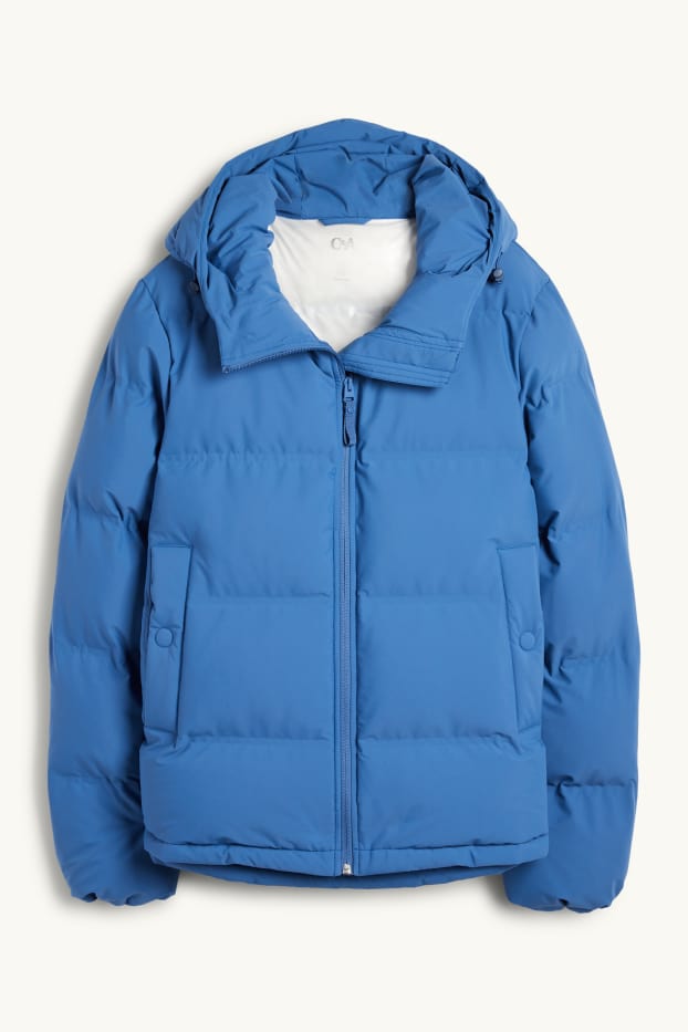 Dames - Jas met stiksels met capuchon - waterafstotend - blauw