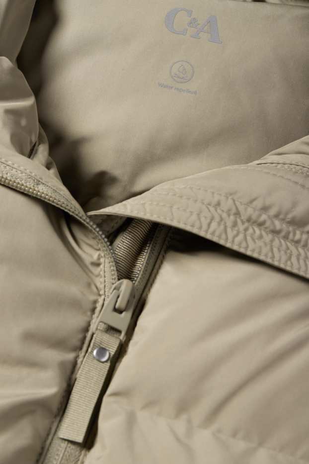 Dames - Jas met stiksels met capuchon - waterafstotend - lichtgroen