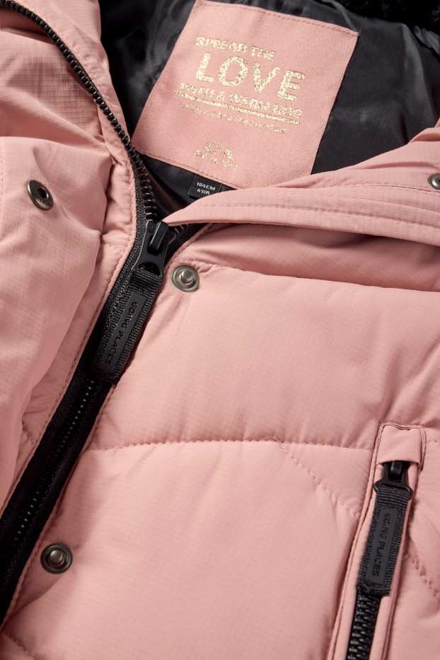 Children Girls - Quilted jacket with hood - water-repellent - rose