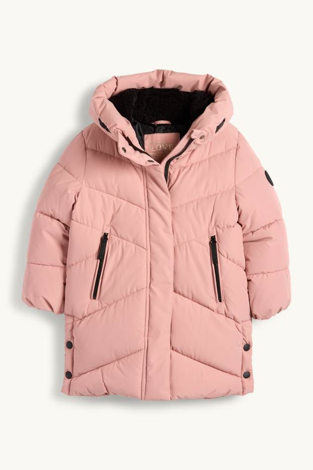 Children Girls - Quilted jacket with hood - water-repellent - rose