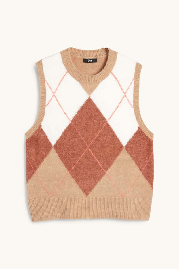 Dames - Spencer - geruit - beige