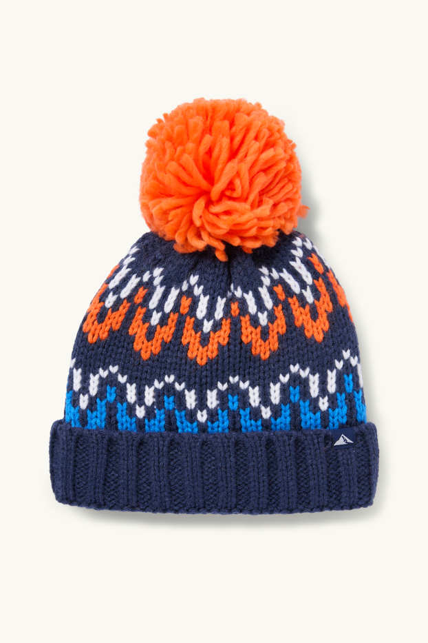 Enfants garçons - Bonnet à pompons - à motif - orange