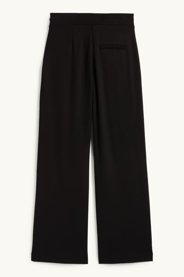 Femmes - Pantalon en jersey - mid waist - straight fit - noir