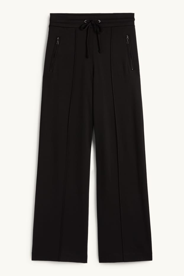 Femmes - Pantalon en jersey - mid waist - straight fit - noir