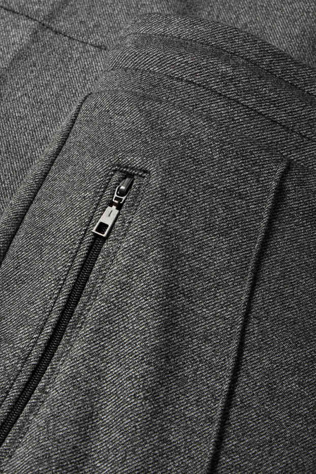 Dona - Pantalons de punt - mid waist - straight fit - gris fosc