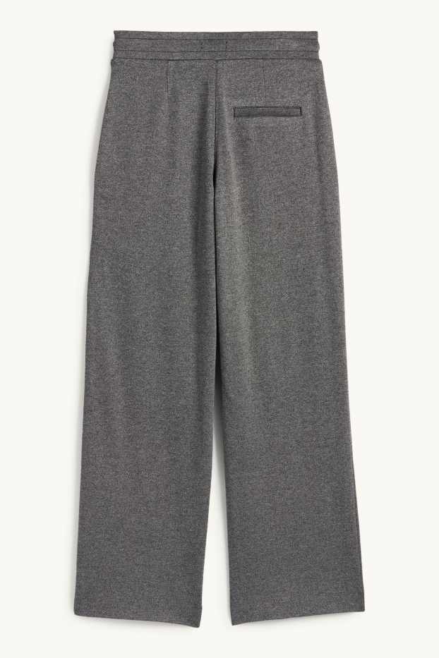 Dona - Pantalons de punt - mid waist - straight fit - gris fosc