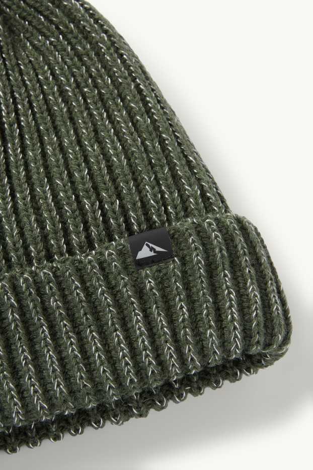 Enfants garçons - Bonnet - finition côtelée - vert foncé