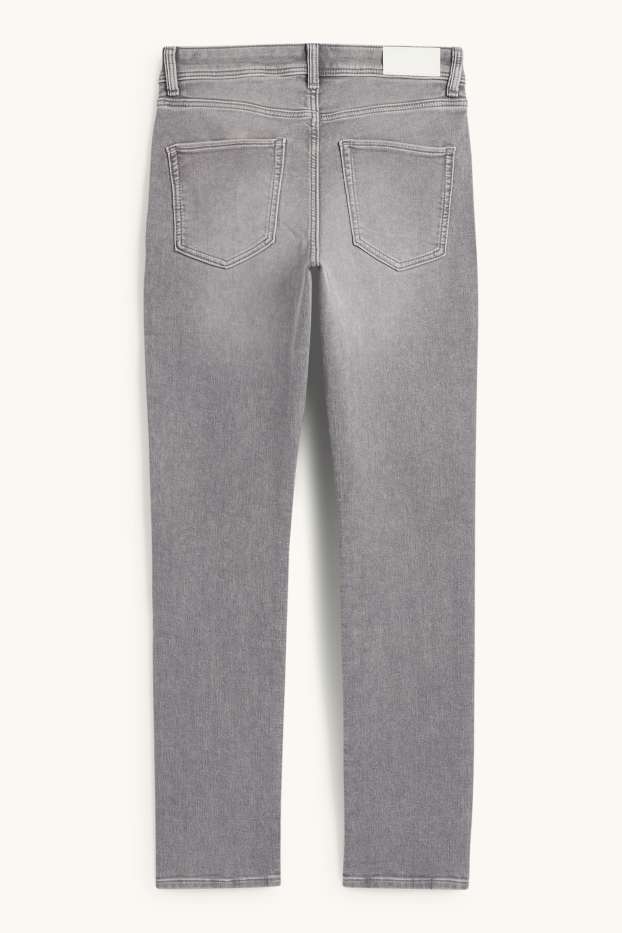 Dames - Slim jeans - mid waist - jog denim - jeanslichtgrijs