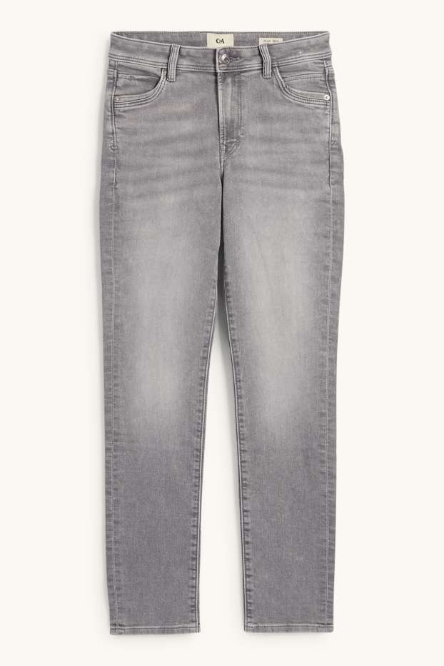 Dames - Slim jeans - mid waist - jog denim - jeanslichtgrijs