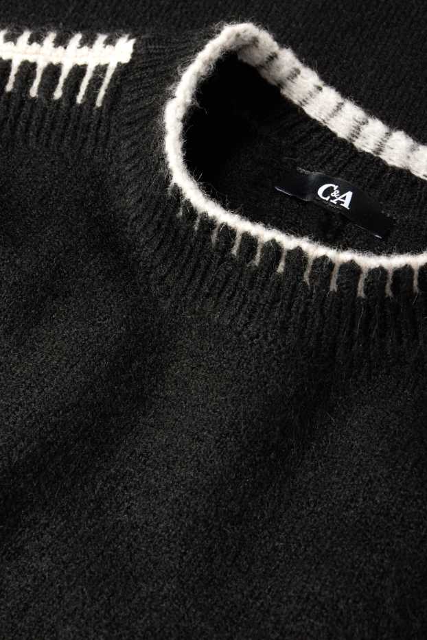 Dames - Gebreide jurk - straight fit - zwart