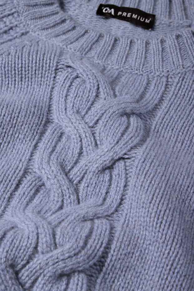 Women - Cashmere jumper - cable knit pattern - blue