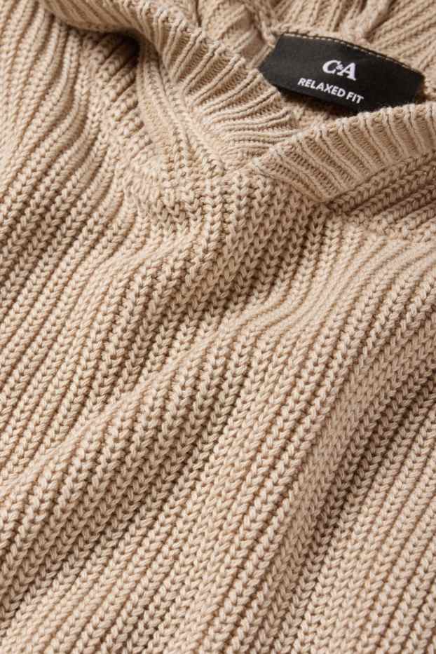 Herren - Kapuzenpullover - gerippt - beige