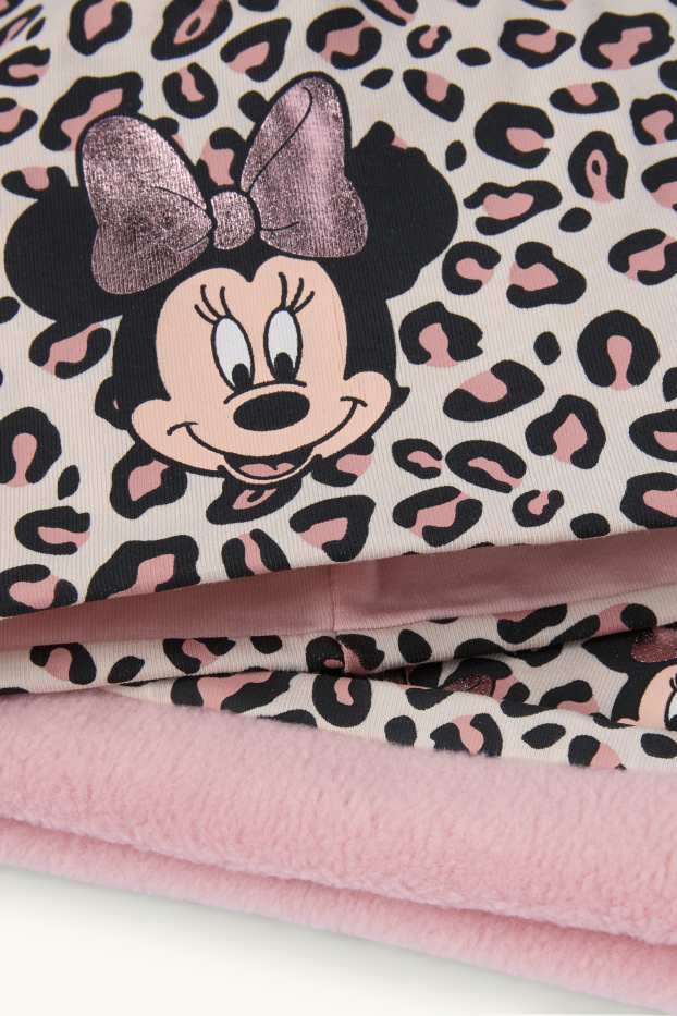 Copii - Fete - Minnie Mouse - set - fes și fular circular - imprimeu de leopard - bej