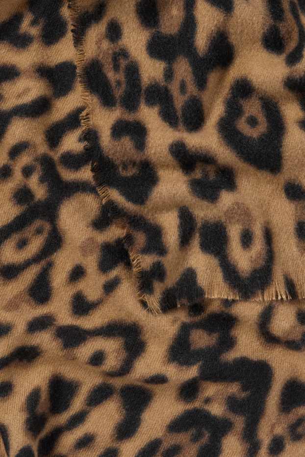 Women - Scarf - leopard print - black / beige