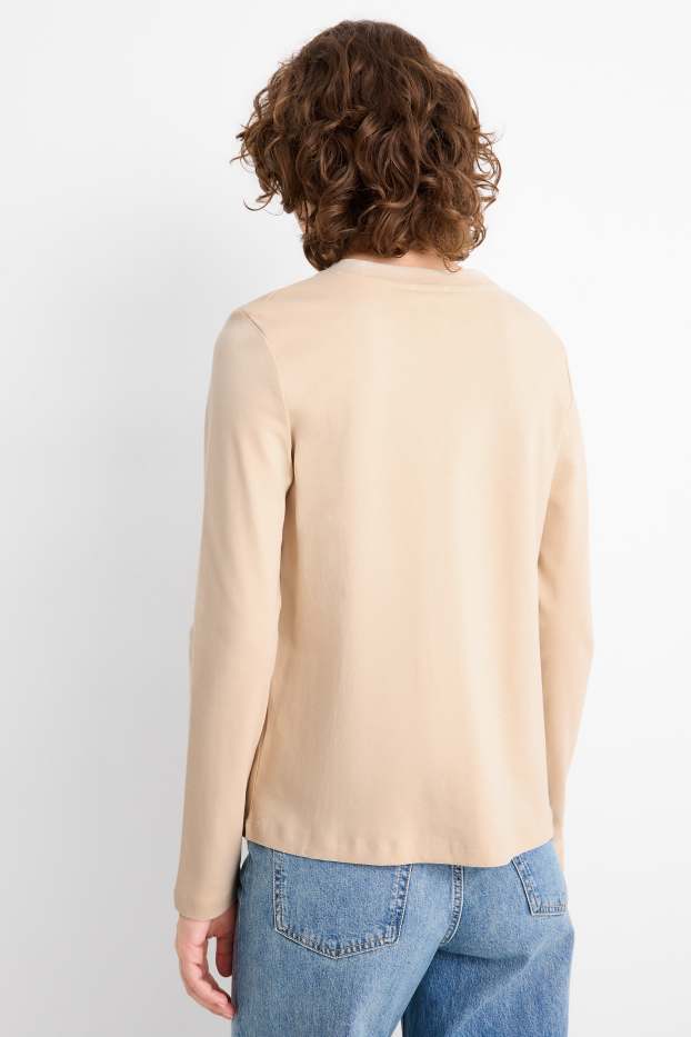 Damen - Langarmshirt - hellbeige