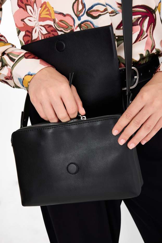 Donna - Borsa a tracolla - similpelle - nero