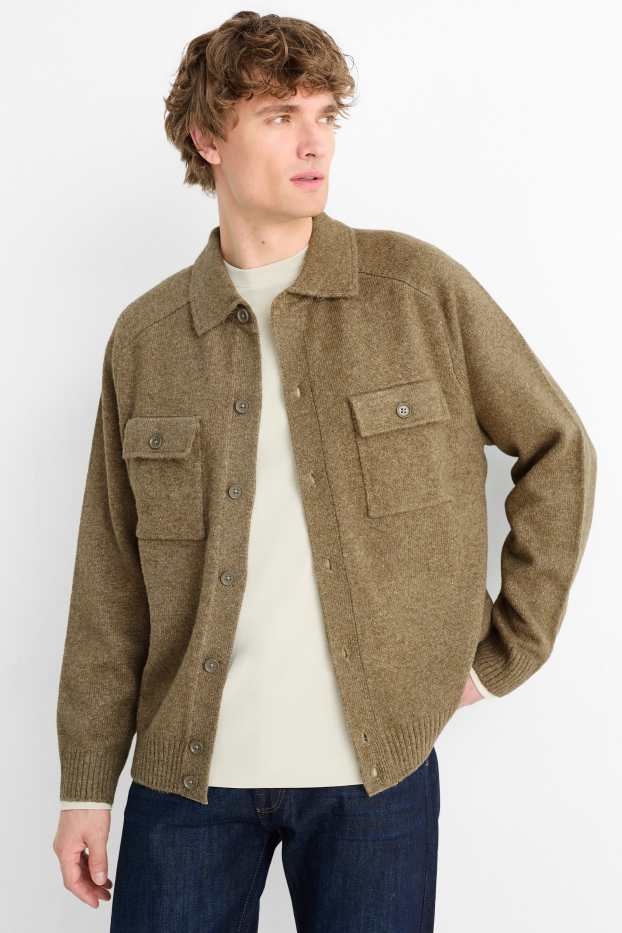 Herren - Strickjacke - hellgrün