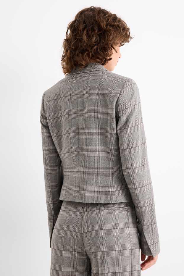 Donna - Blazer business - sciancrato - a quadretti - grigio