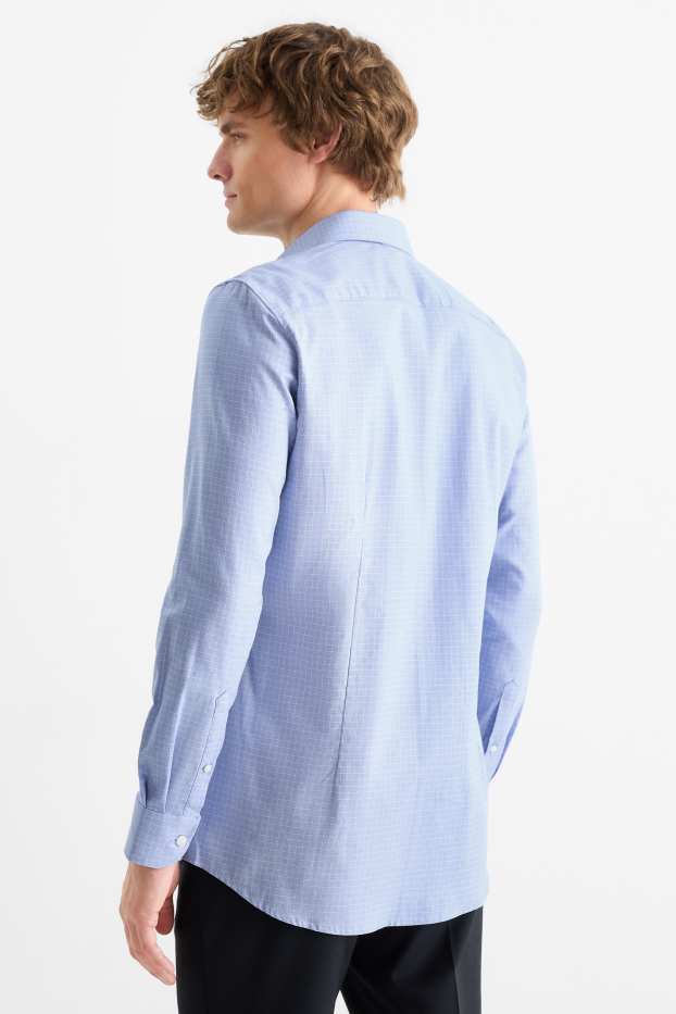 Heren - Business-overhemd - slim fit - cut away - geruit - blauw