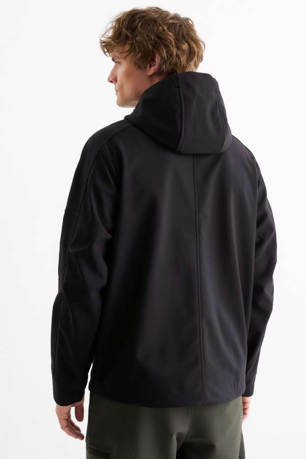 Hommes - Veste à coquille souple avec capuche - déperlante - noir