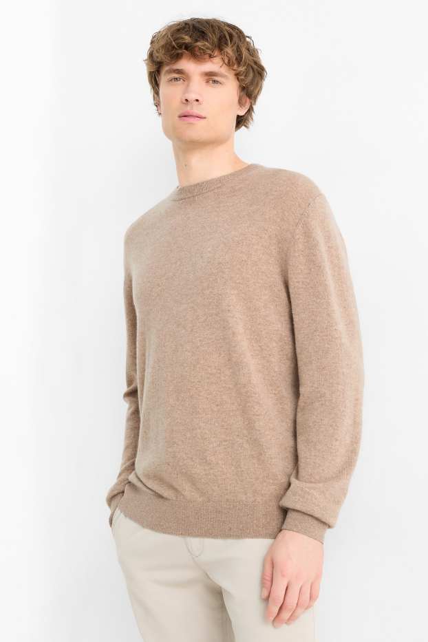 Hommes - Pull en cachemire - beige