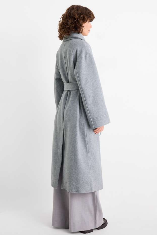 Femei - Set - palton și fular - 2 piese - gri deschis