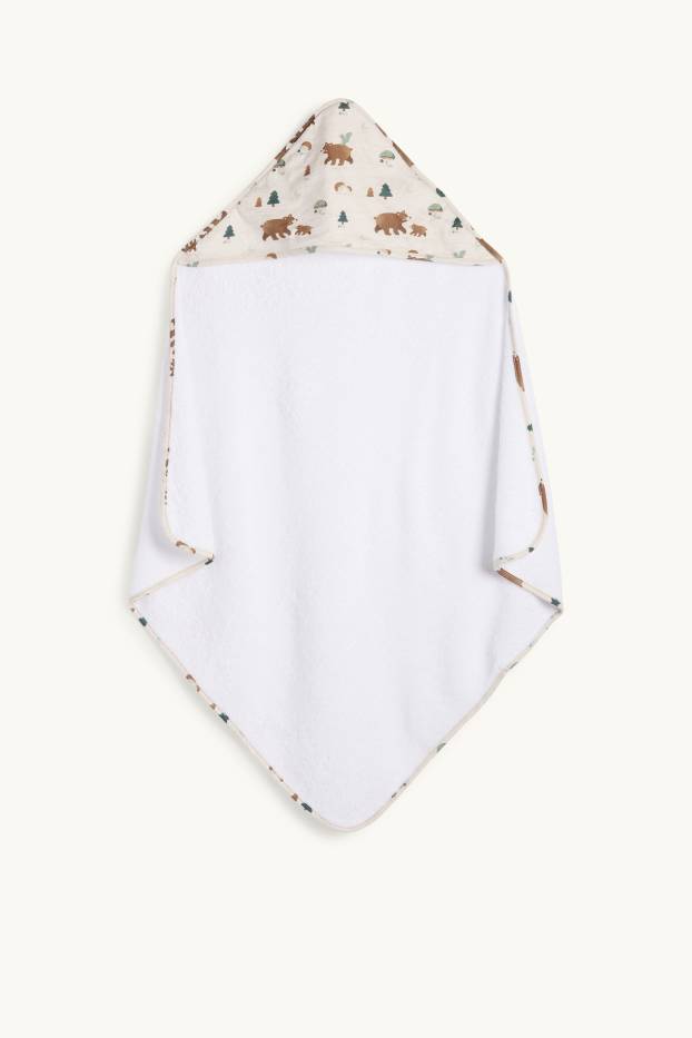 Bébés filles - Animaux sauvages - serviette à capuche pour bébé - blanc