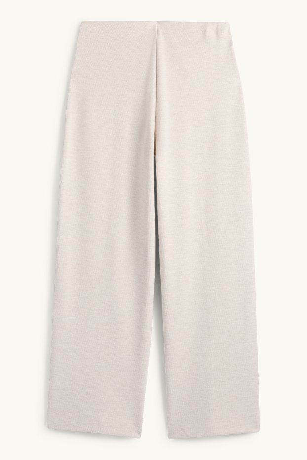 Damen - Jogginghose - gerippt - beige