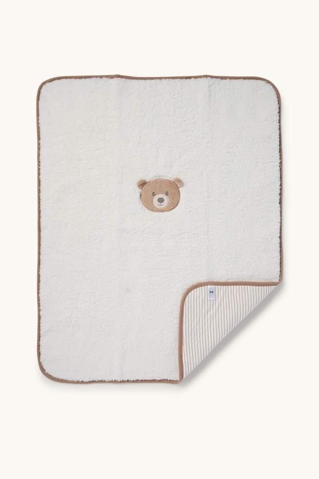 Baby: meisjes - Beertje - babydeken- gestreeept - 100 x 80 cm - wit
